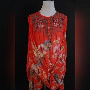 Pretty Orange Johnny Was Blouse Size XXL